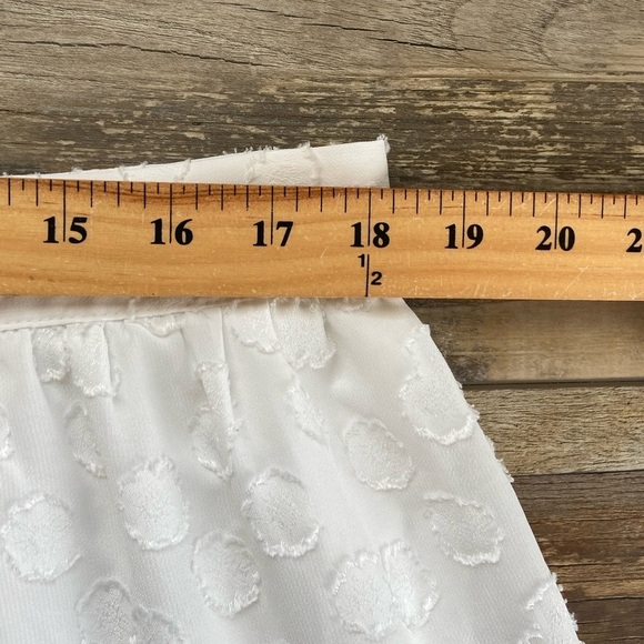 Ann Taylor Midi Skirt Size 16 White Ruffle Chiffon Polka Dot 3D Flower Lined - Picture 4 of 8
